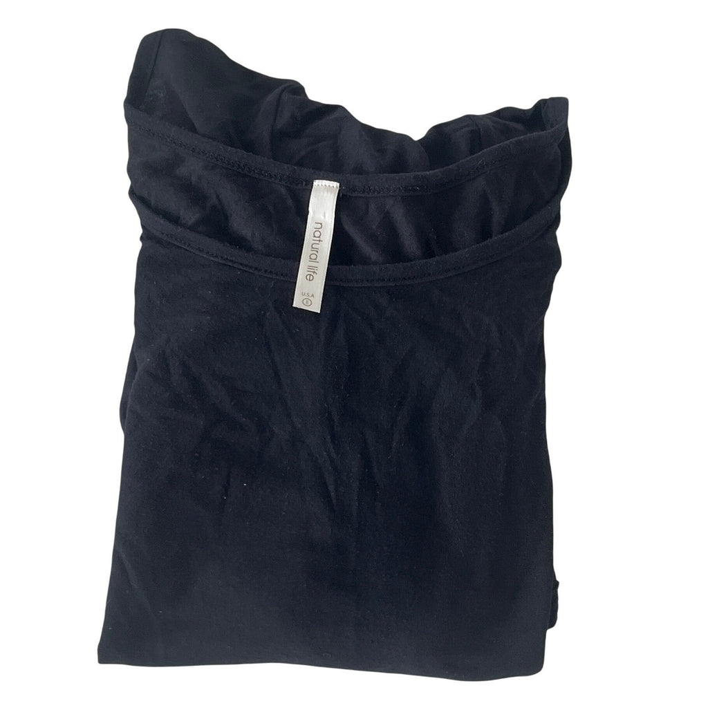 Mossimo Black Cotton V Neck Short Sleeve Basic Tee Shirt Womens Small