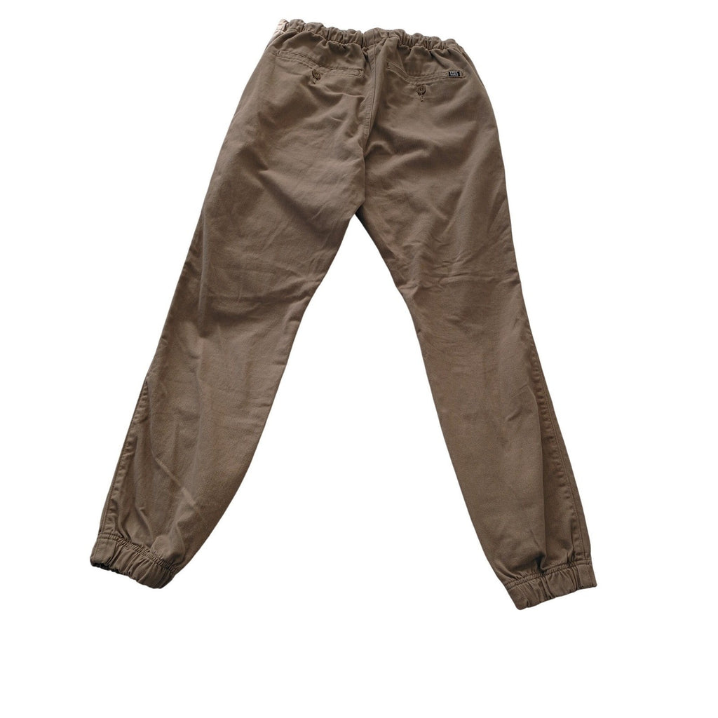 Free World Clothing 100% Cotton Cargo Jogger Pants Tan Drawstring Size Medium
