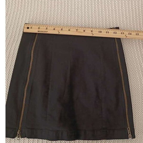 CARMAR LA Edgy Black Denim Mini Skirt 26 Double Side Zip Moto Edgy Street