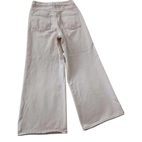 ASOS Denim Ecru Off White Wide Leg Jeans 26x26 100% Cotton High Waisted $55