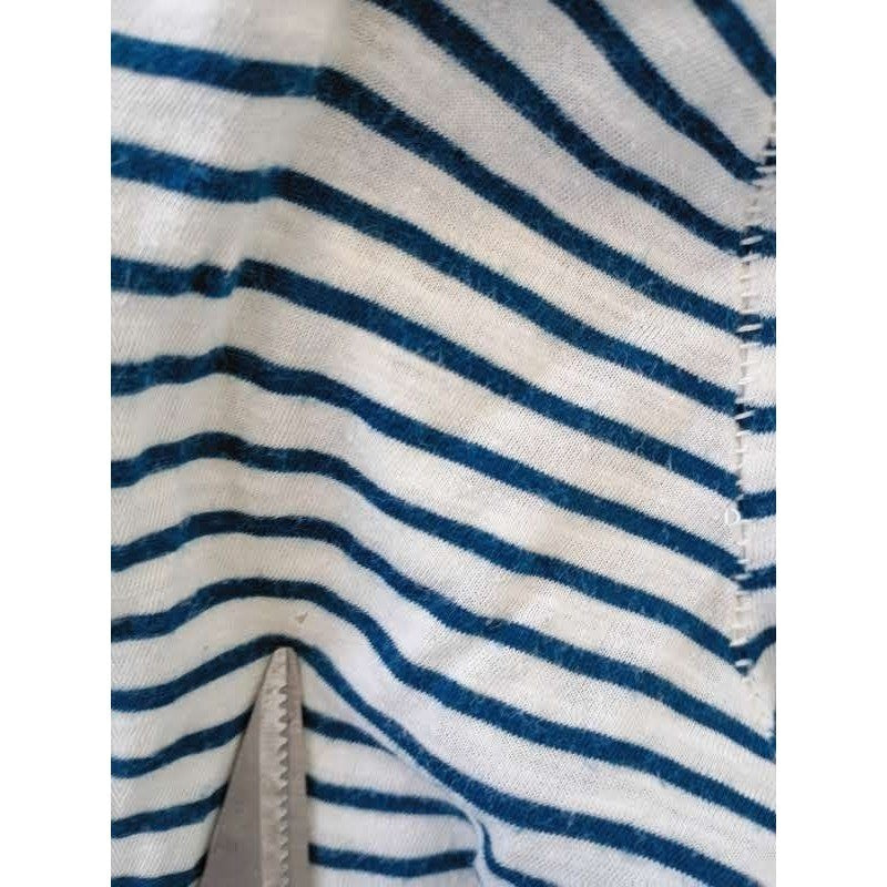 Madewell Coastal Blue White Striped Tee 100% Cotton Scoop Neck Long Sleeve Small