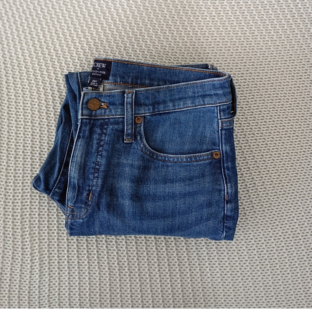 J.Crew Re-Imagined High Rise Skinny Jeans Medium Wash Blue 28Tx30 Tall Denim