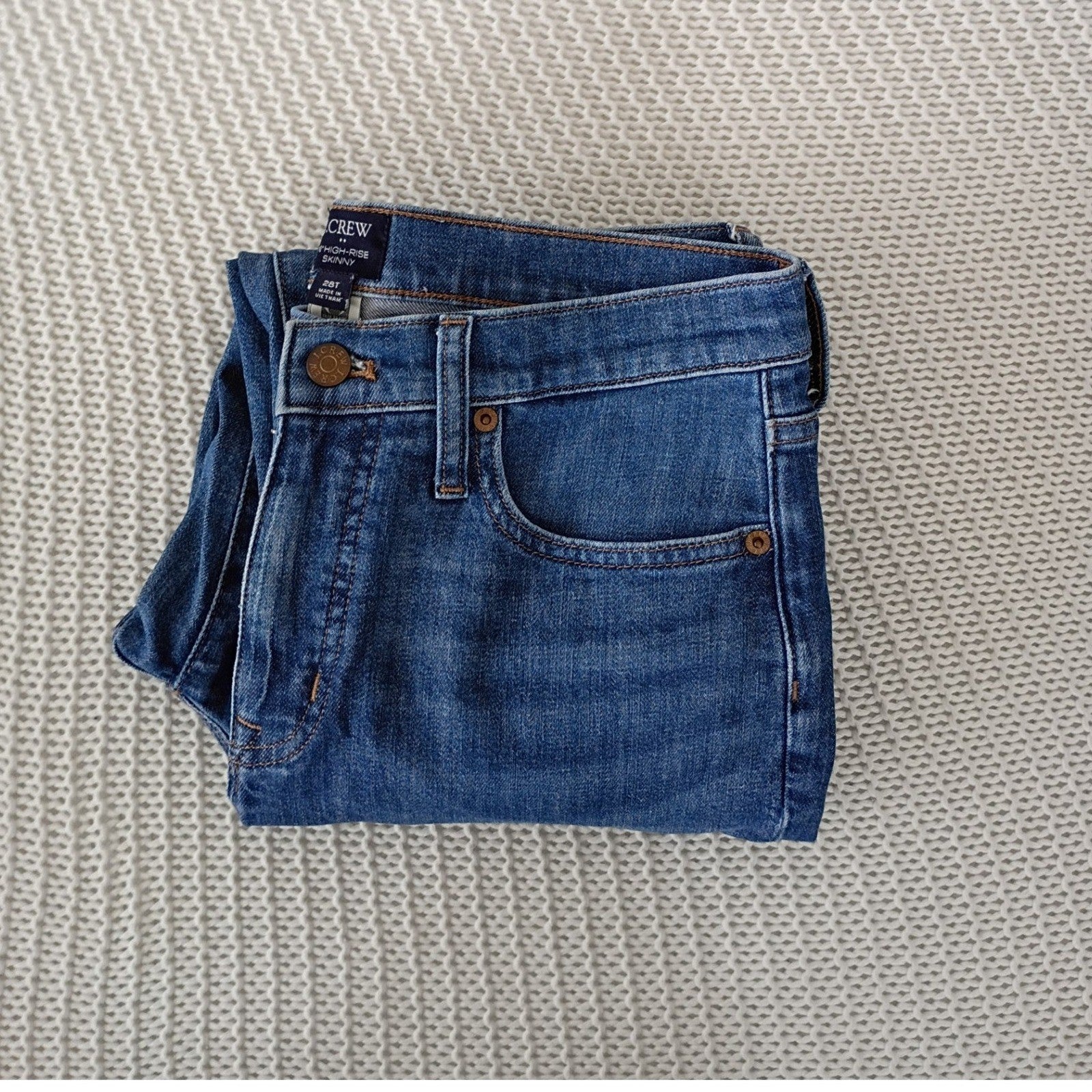 J.Crew Re-Imagined High Rise Skinny Jeans Medium Wash Blue 28Tx30 Tall Denim