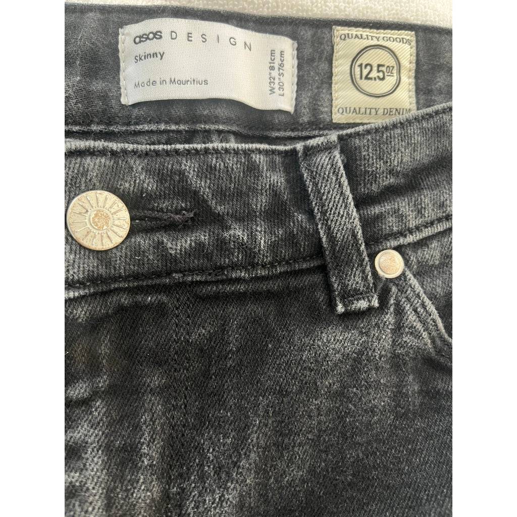 ASOS DESIGN Men's Straight Leg Black Denim Jeans W32 L30 Classic Minimalist 90s