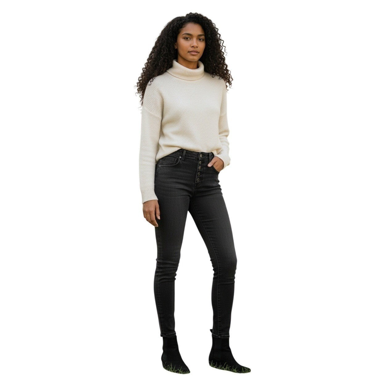 J BRAND Sculpting High Rise Button Fly Skinny Jeans Black Size 28 Natasha $228