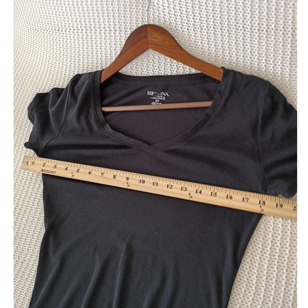 Merona Ultimate Tee S Black 100% Cotton V-Neck Short Sleeve Minimalist Essential