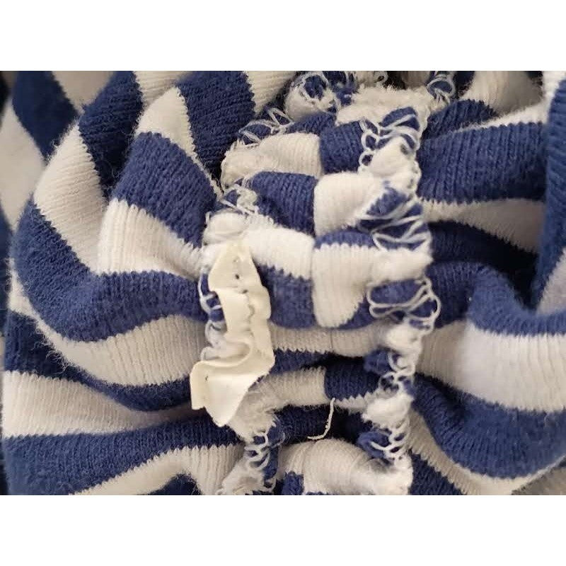 Zara Navy Blue White Striped Ruched Side T-Shirt Short Sleeve Women's Size S