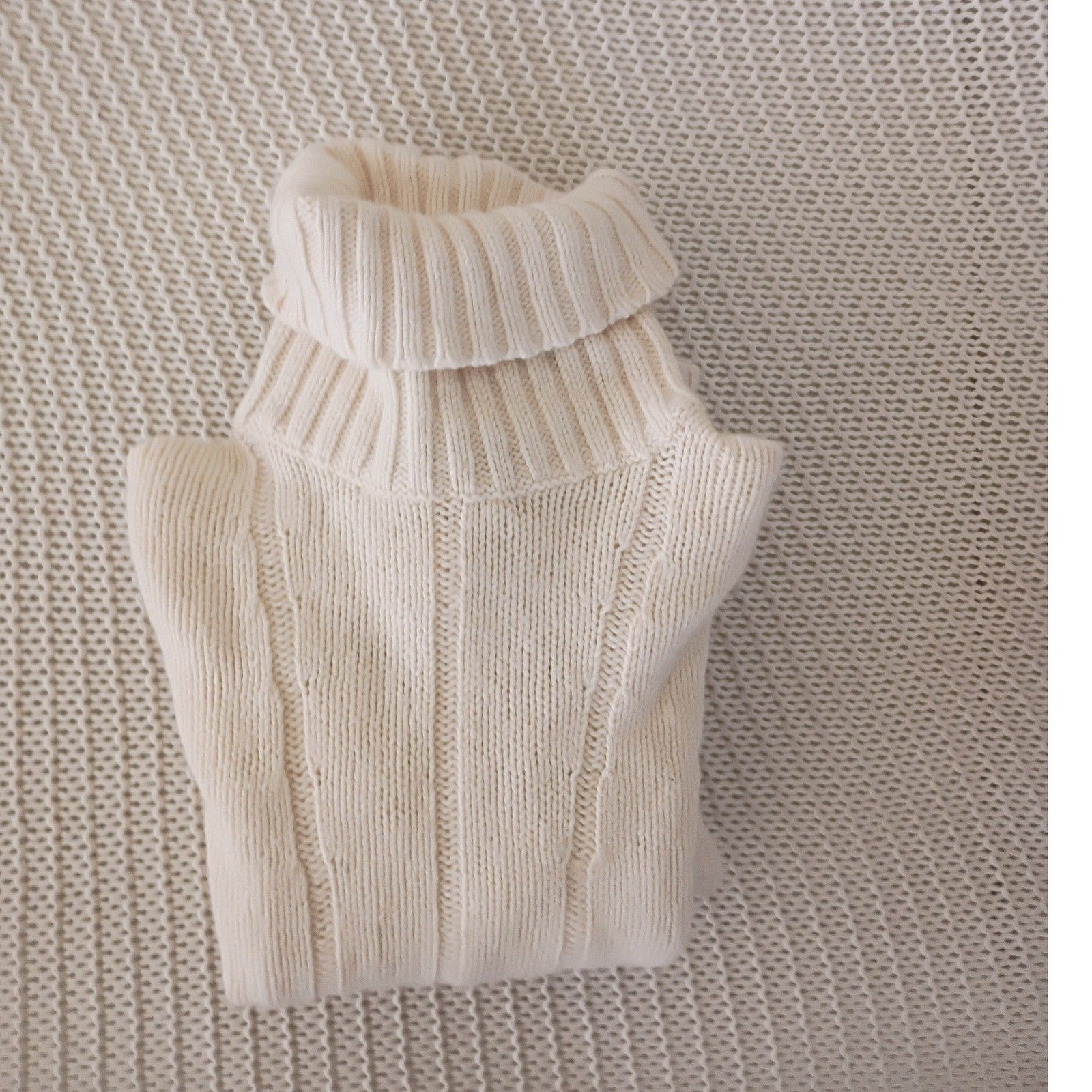 Express Y2K Ivory Ribbed Turtleneck Sweater Wool Angora Pointelle Coquette XS