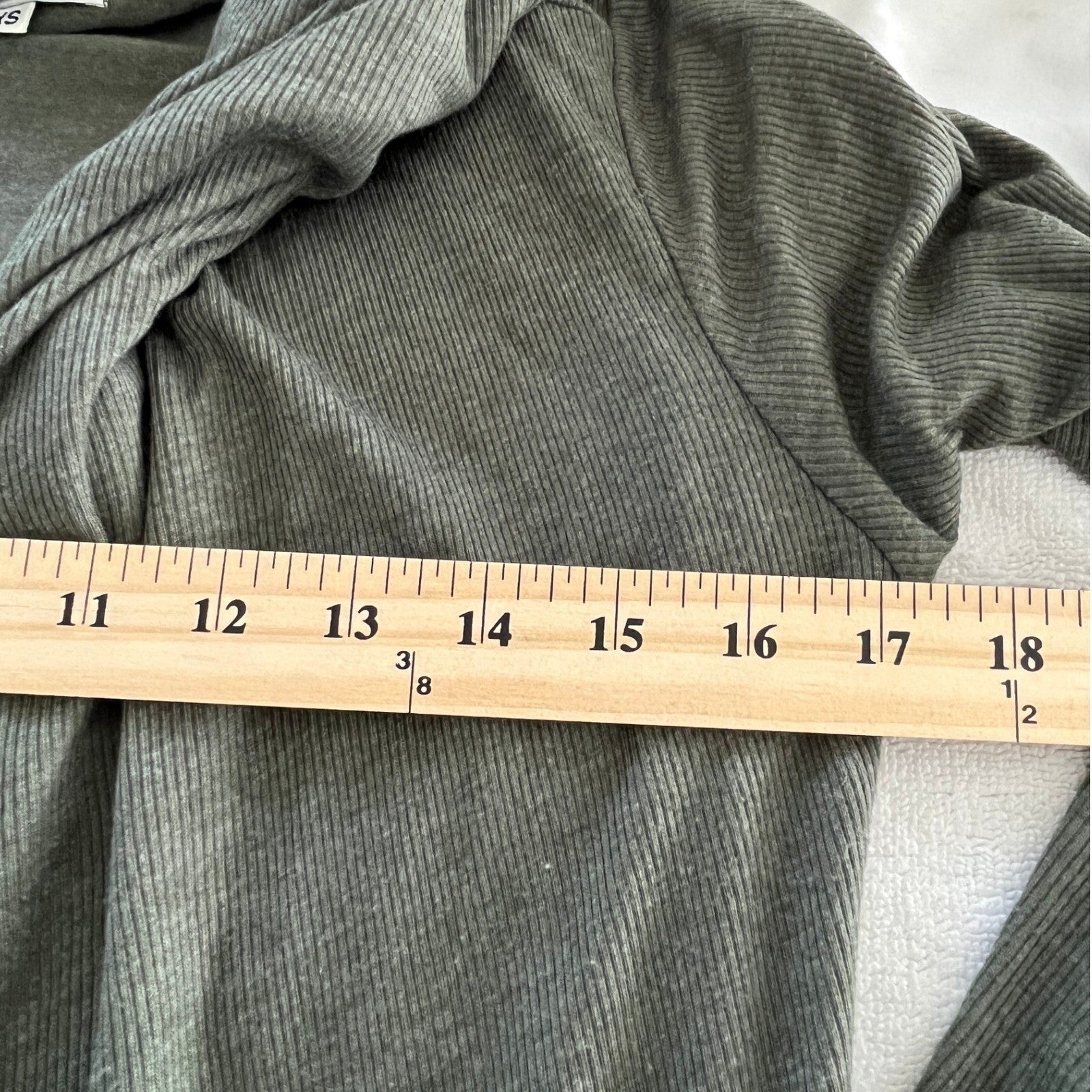 BARNEYS NEW YORK Draped Waterfall Cardigan Olive Green Ribbed Knit Fits S