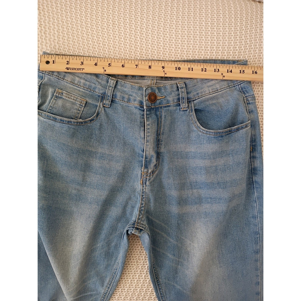 Light Wash High Rise Flare Jeans Vintage-Style Bell Bottom Denim 31x30