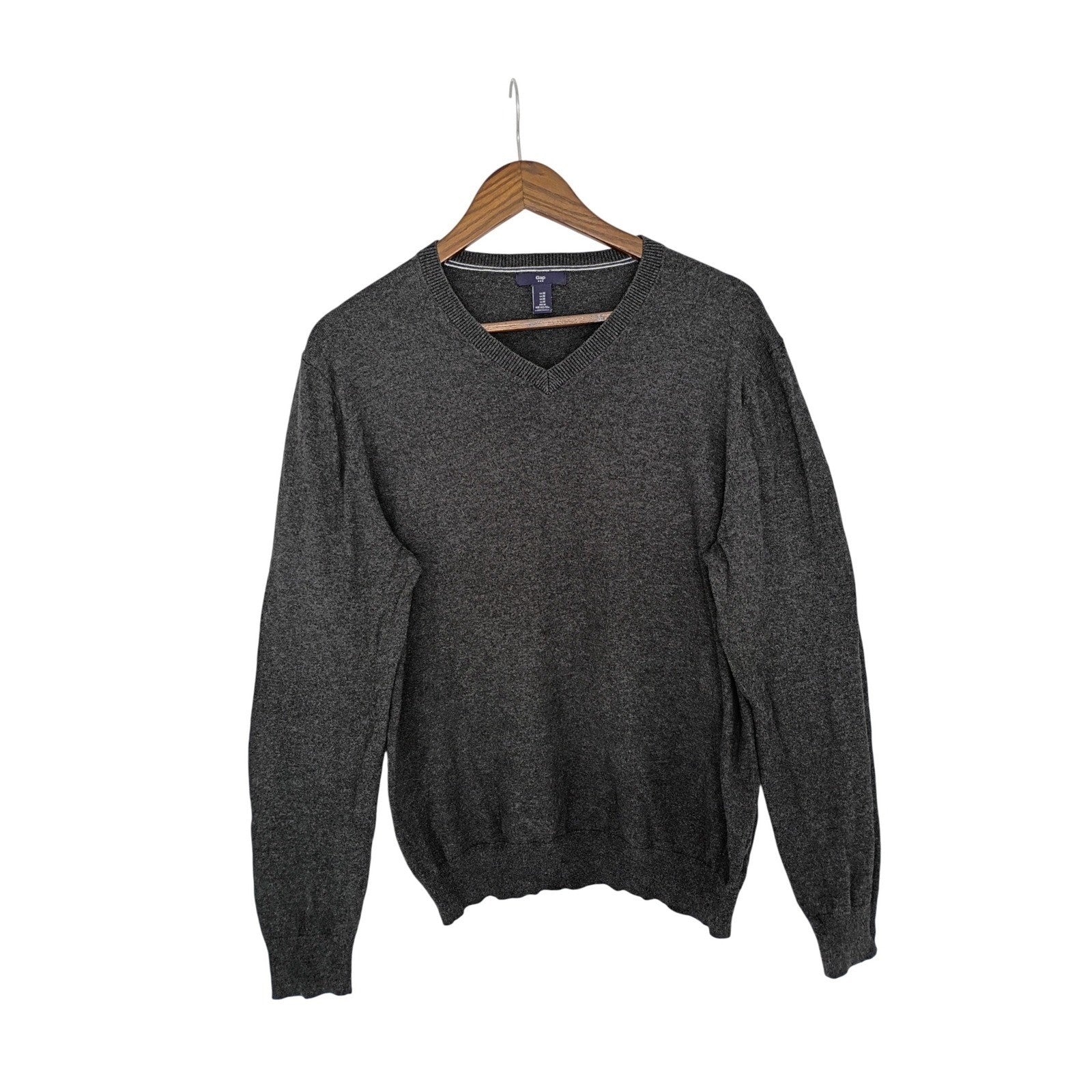 Gap Men's V-Neck Sweater Dark Gray Heathered Size Medium Casual Classic Style