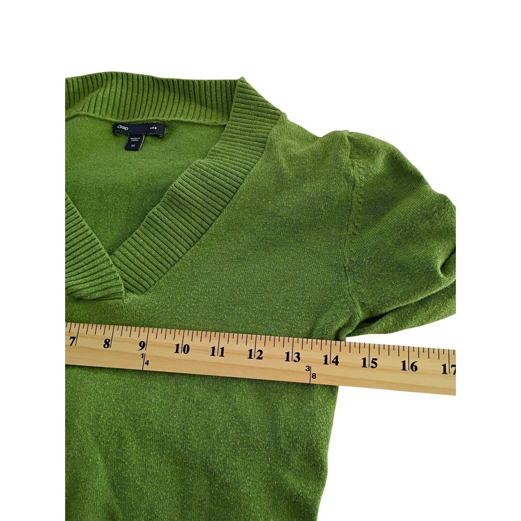 Gap V Neck Sweater Women's  Green Pullover Wool Knit Casual Top Size S