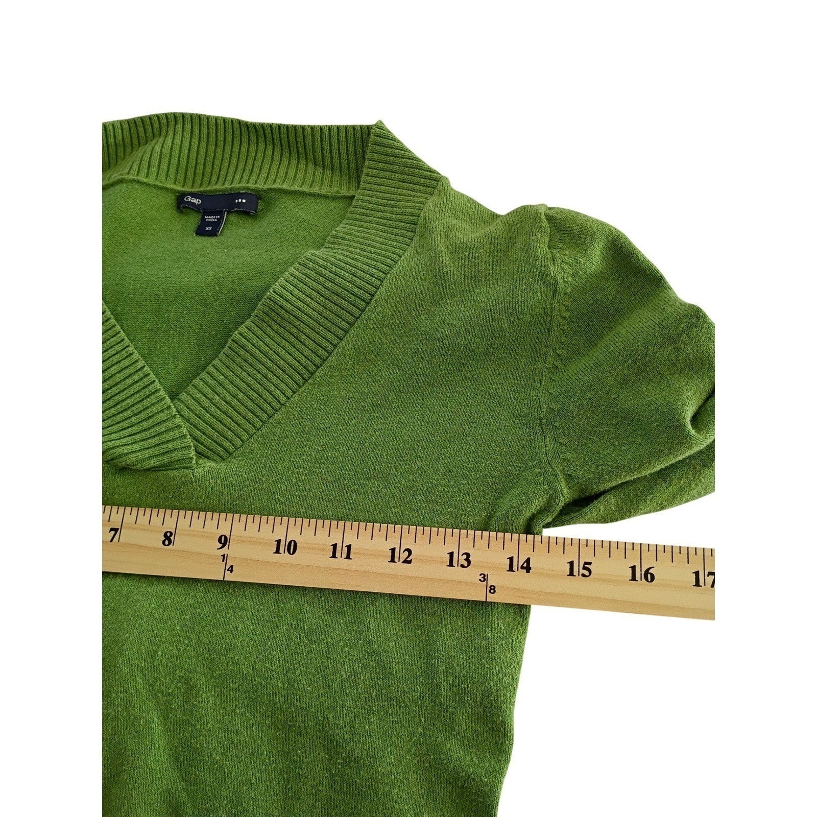 Gap V Neck Sweater Women's  Green Pullover Wool Knit Casual Top Size S