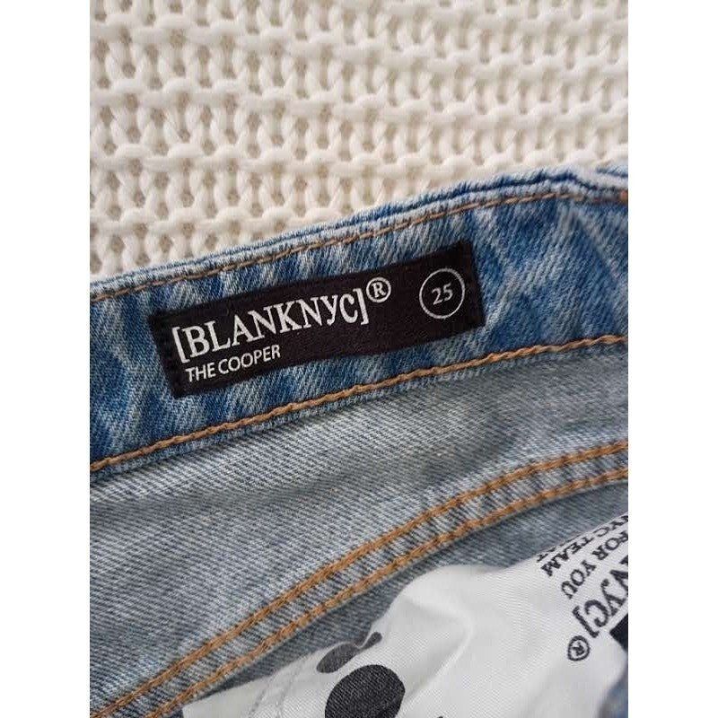 BlankNYC Jean 26x33 Tall High Rise Cooper Long Slim Straight Light Wash SideSlit