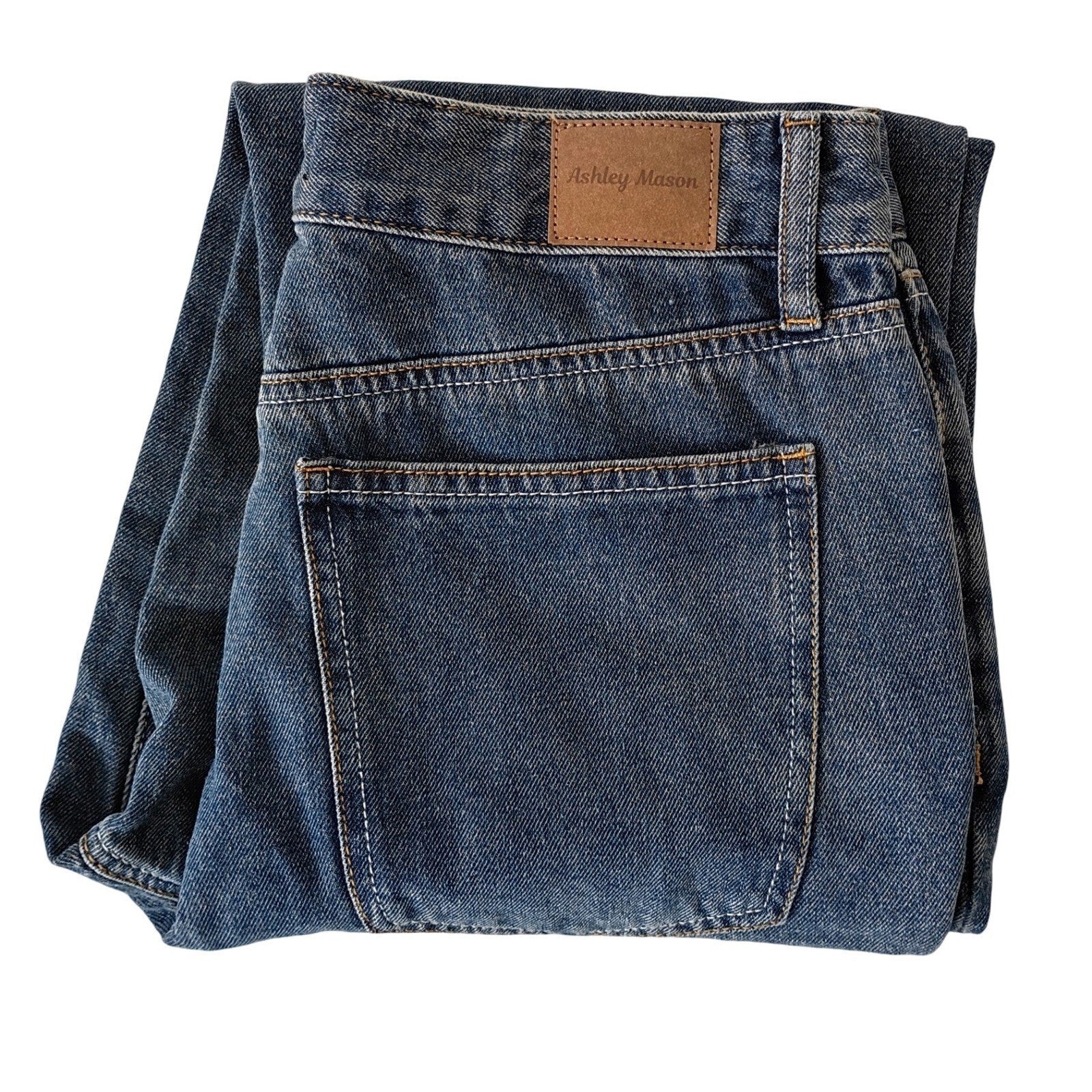 Ashley Mason $78 Premium Blue Wash Straight Leg Jeans Size 3 26x29 Denim