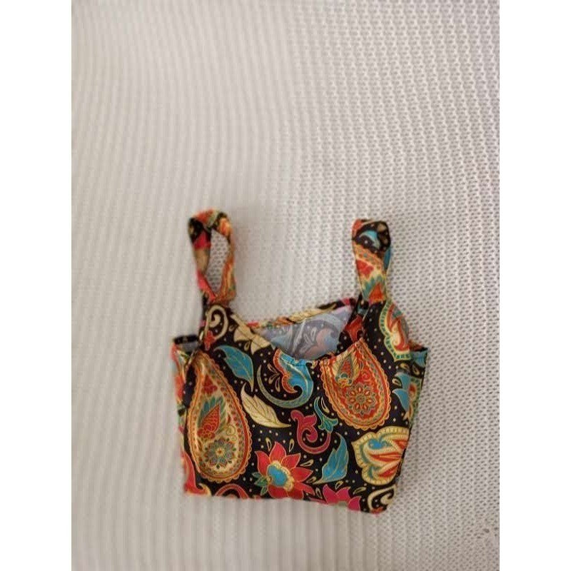 NWT RHEA Hippie Festive Top S Multicolor Paisley Floral Smocked Back Crop Top