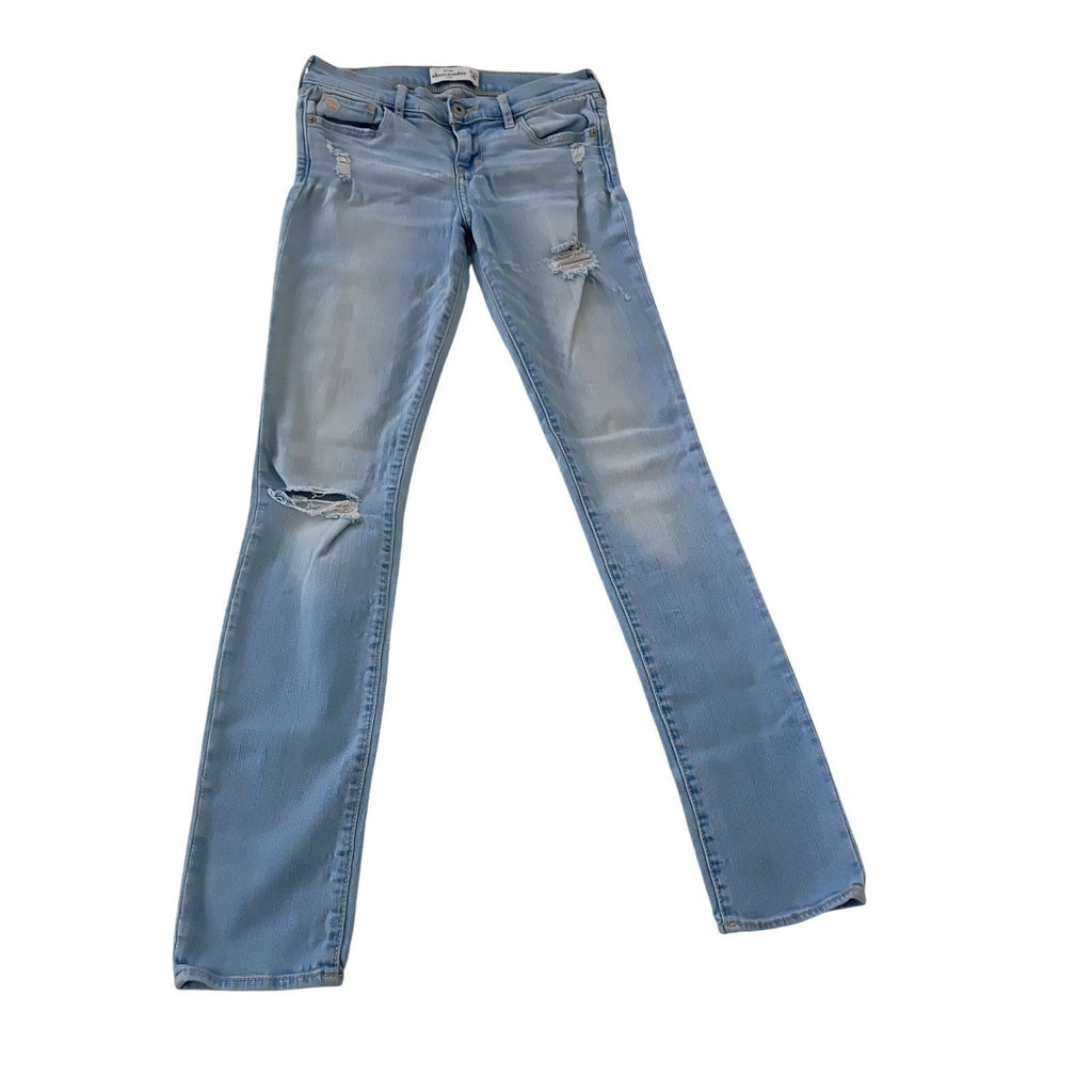 Abercrombie Light Wash Ripped Slim Jeans Youth 16 Fits Women W25x29