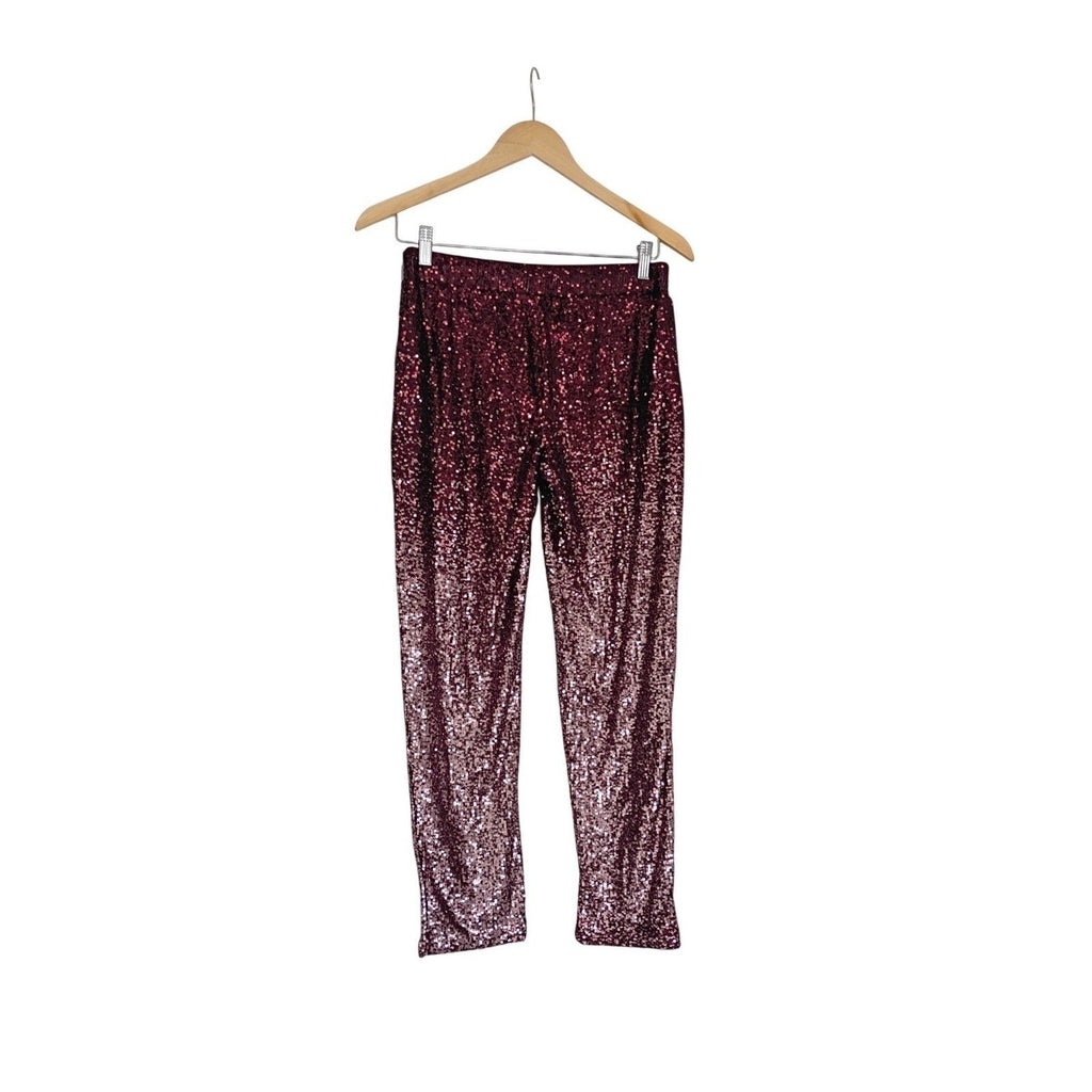 Cable & Gauge Burgundy Sequin Ombre Pants Womens S Party NWOT