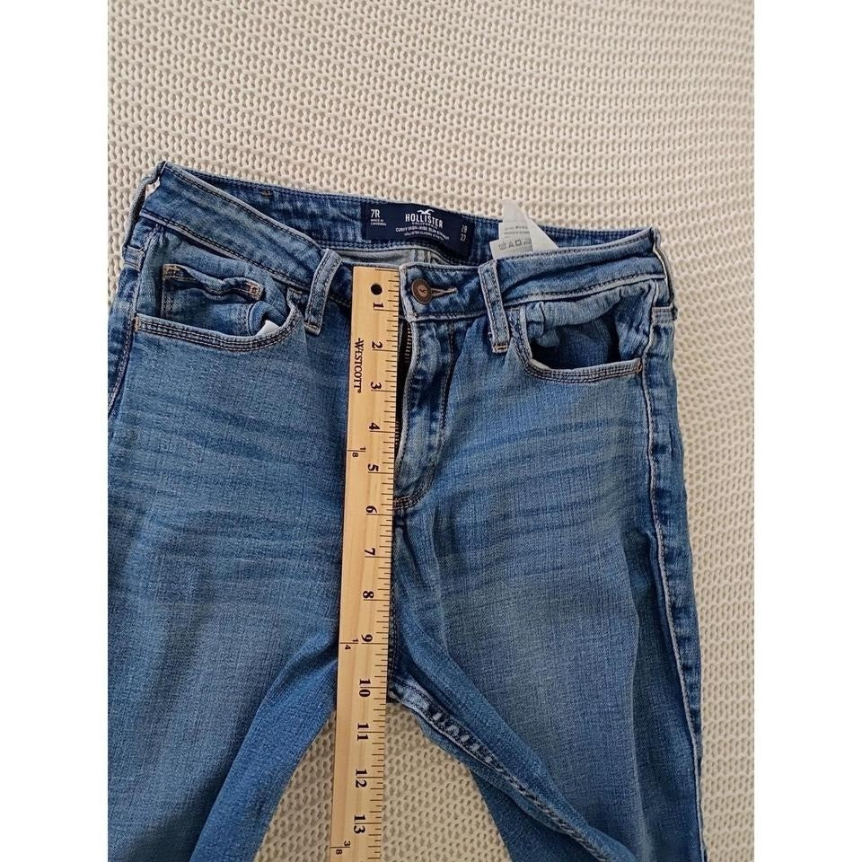 Hollister Curvy High Rise Slim Straight Jeans Blue Stretch Women 7R W28 / L 27