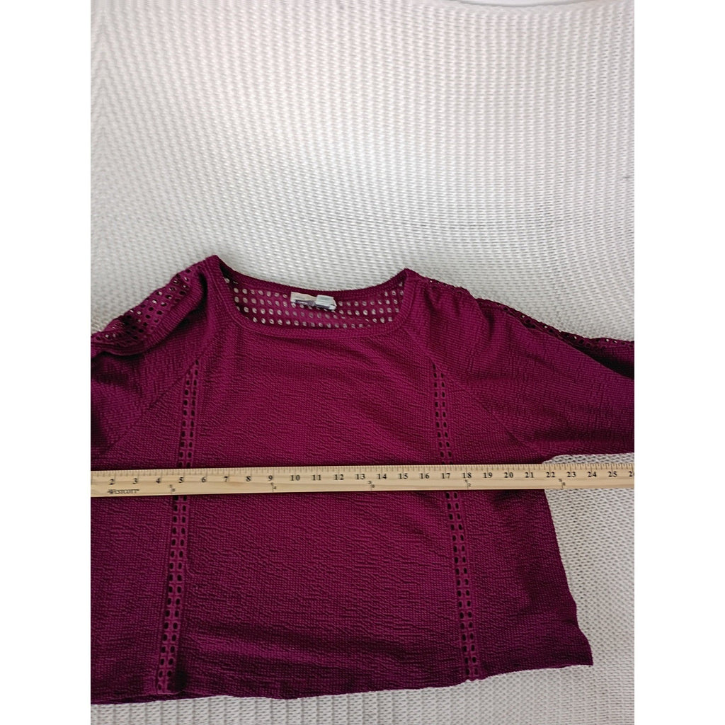 Anthropologie Saturday Sunday Magenta 100% Cotton Crochet Tassel Boho Blouse S
