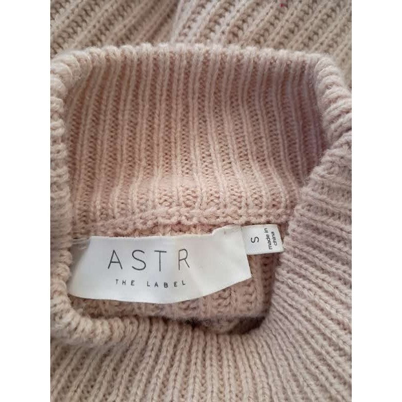 ASTR The Label Chic Elegant Cream Ribbed Mock Neck Wrap Tie Sweater Size S