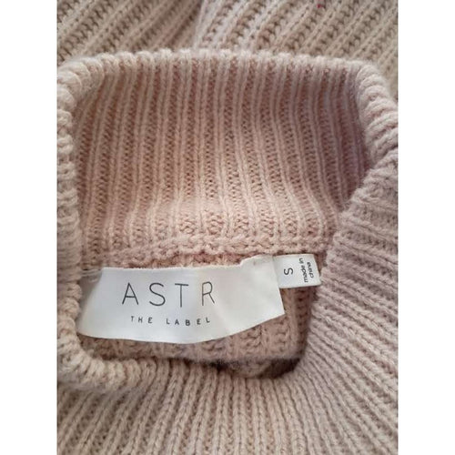 ASTR The Label Chic Elegant Cream Ribbed Mock Neck Wrap Tie Sweater Size S
