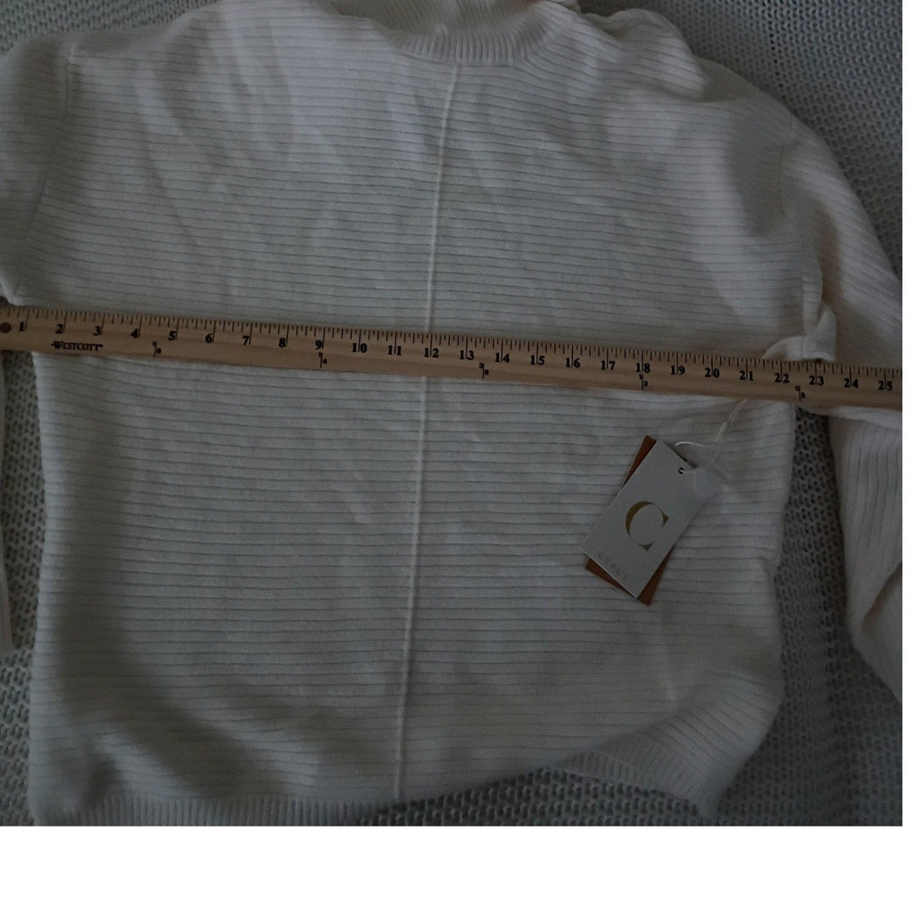 Cyrus Elegant Cream Ribbed Turtleneck Sweater Womens M Soft Knit MSRP 99.00