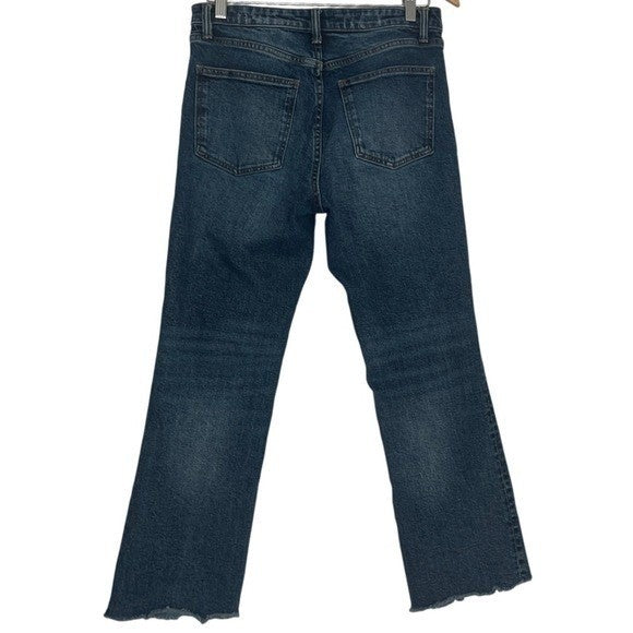 ZARA Blue Denim Cropped Bootcut Flare Jeans 28x25 Raw Hem High Rise Y2K Retro