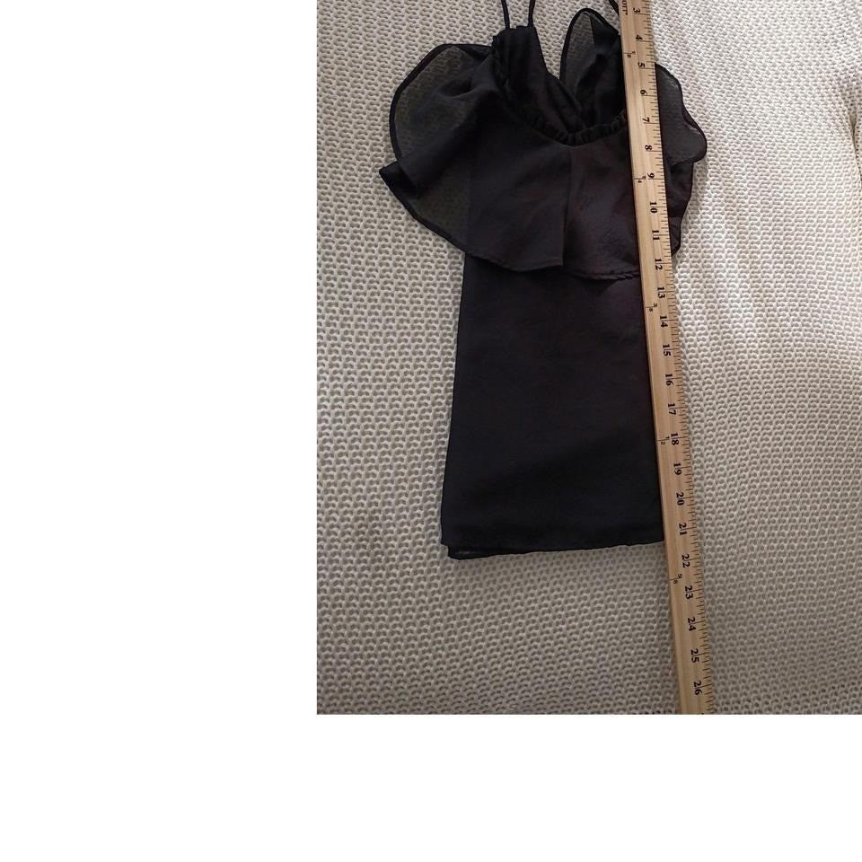 Abercrombie Fitch Ruffle Trim Cami Black Spaghetti Strap Womens M