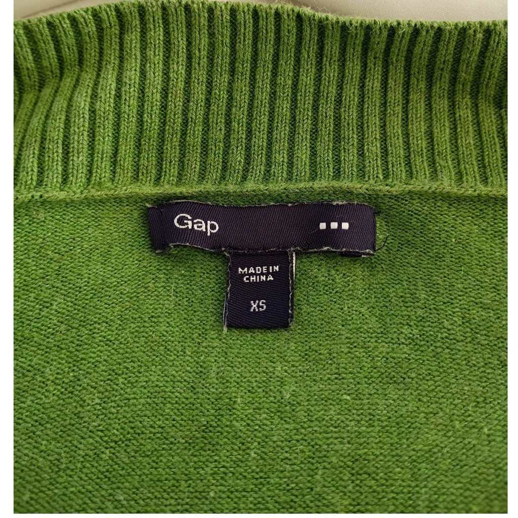 Gap V Neck Sweater Women's  Green Pullover Wool Knit Casual Top Size S