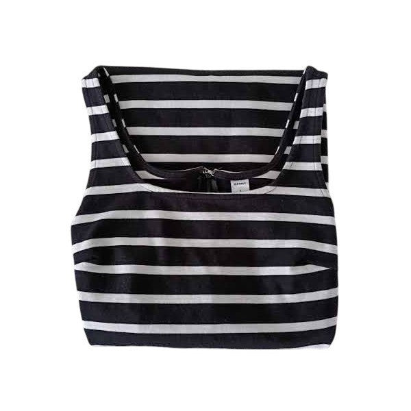 Old Navy Black White Stripe Ribbed Tank Dress S Small Cotton Blend Summer Casual