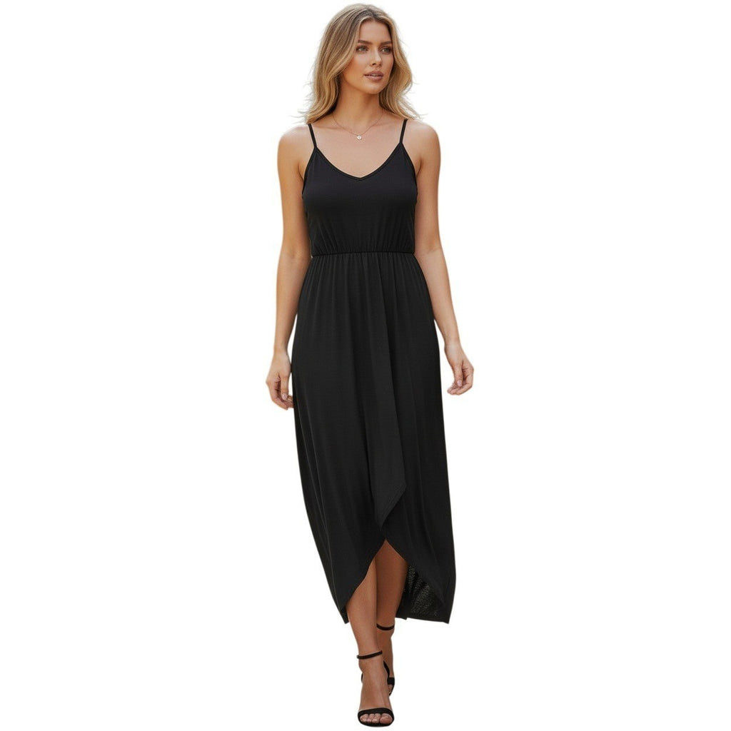 1.STATE Black Wrap Dress S NWOT Tulip Hem Midi VNeck Stretch Cocktail Minimalist