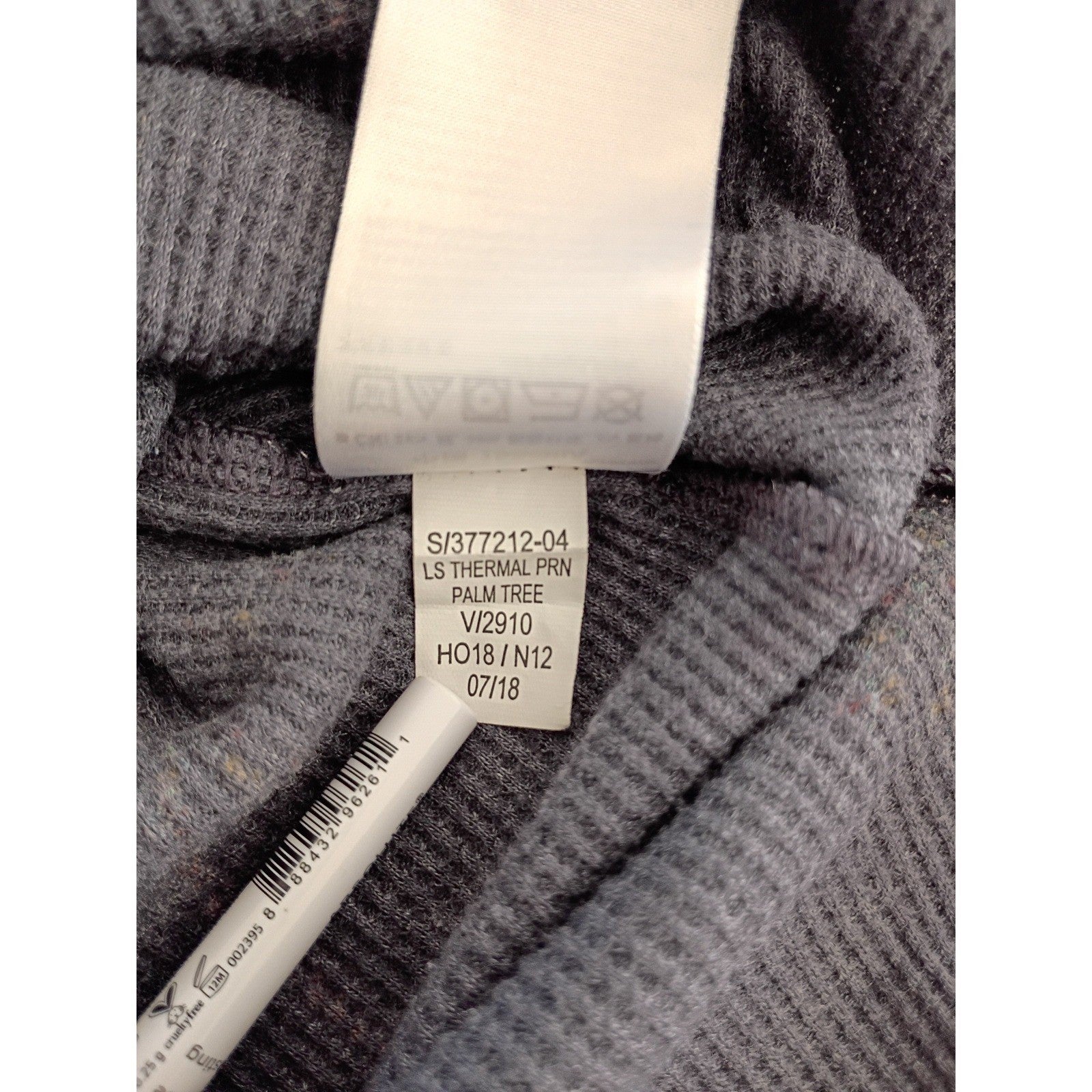 Old Navy Dark Gray Palm Tree Print Long Sleeve Cotton Thermal Top