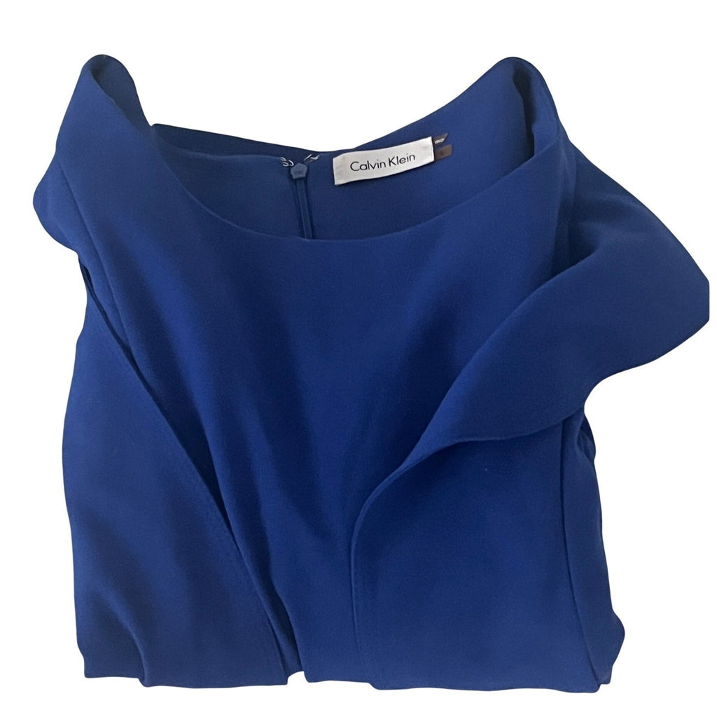Calvin Klein Royal Blue Ruffle Sheath Dress Fits S