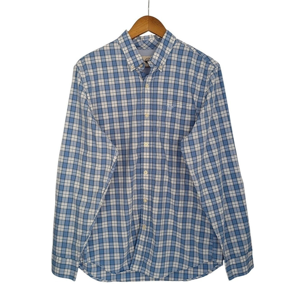 Dockers NWOT Men's Classic Fit Plaid Button Down Shirt Blue White Long Sleeve M