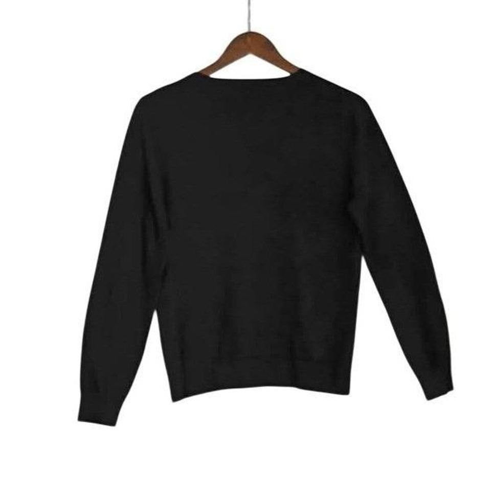 Jones New York Chic Black V-Neck Button Front Cardigan Sweater Pockets Size S
