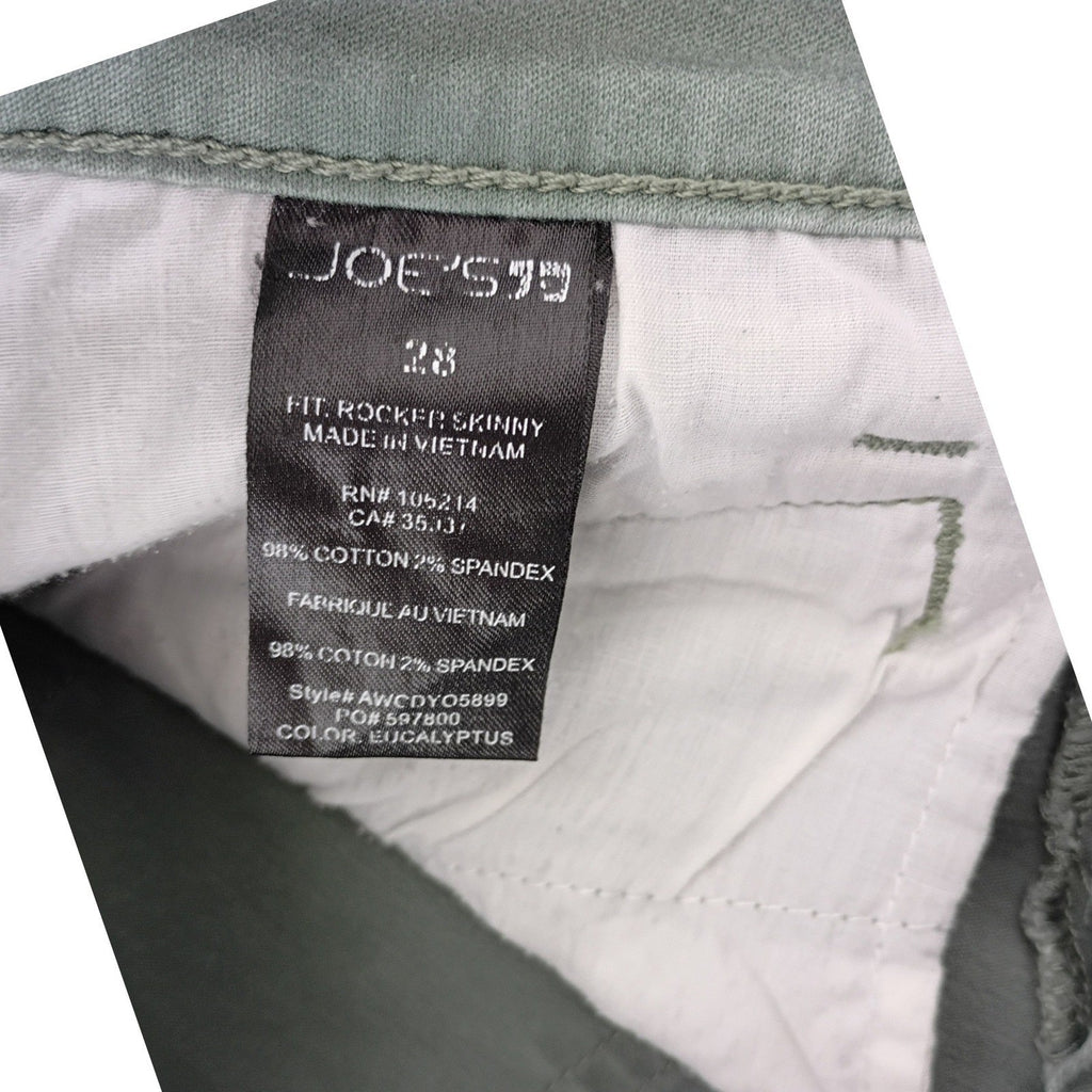 Joe's Jeans Rocker Skinny Olive Green Zipper Detail Stretch 28x31