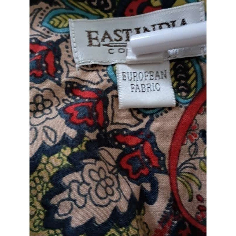 EAST INDIA COMPANY Paisley Print Viscose Midi Dress 3/4 Sleeve Elastic Waist