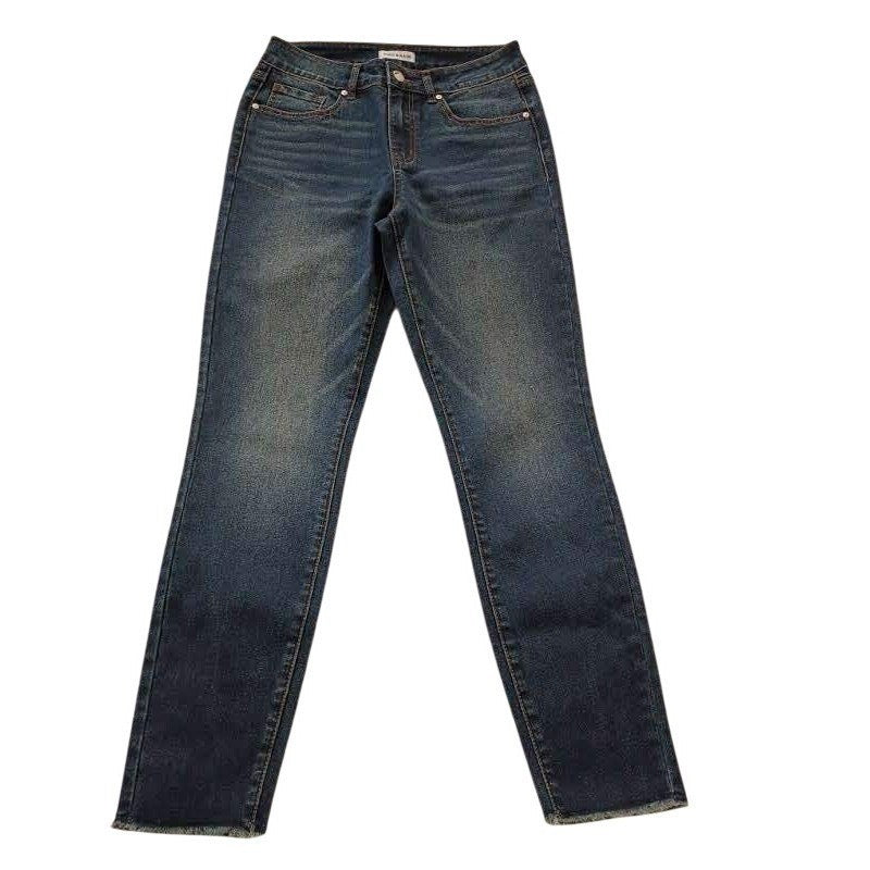 Fire & Rain Womens High Rise Skinny Jeans Dark Wash Raw Hem Size 28 - NWOT