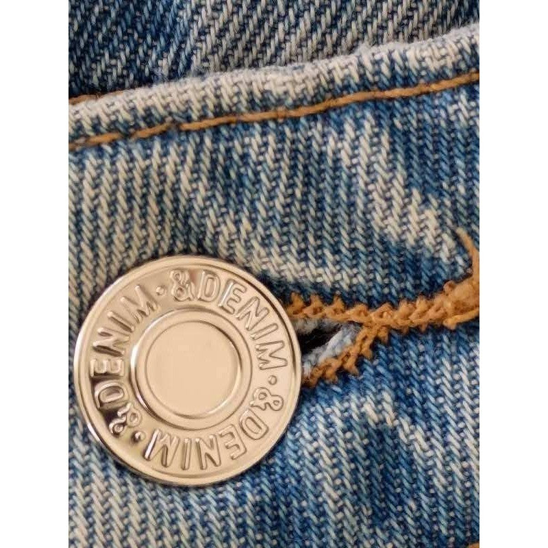 &Denim H&M Wide Leg Ultra High Waist Jeans 4/26x31 Light Wash Distressed Blue