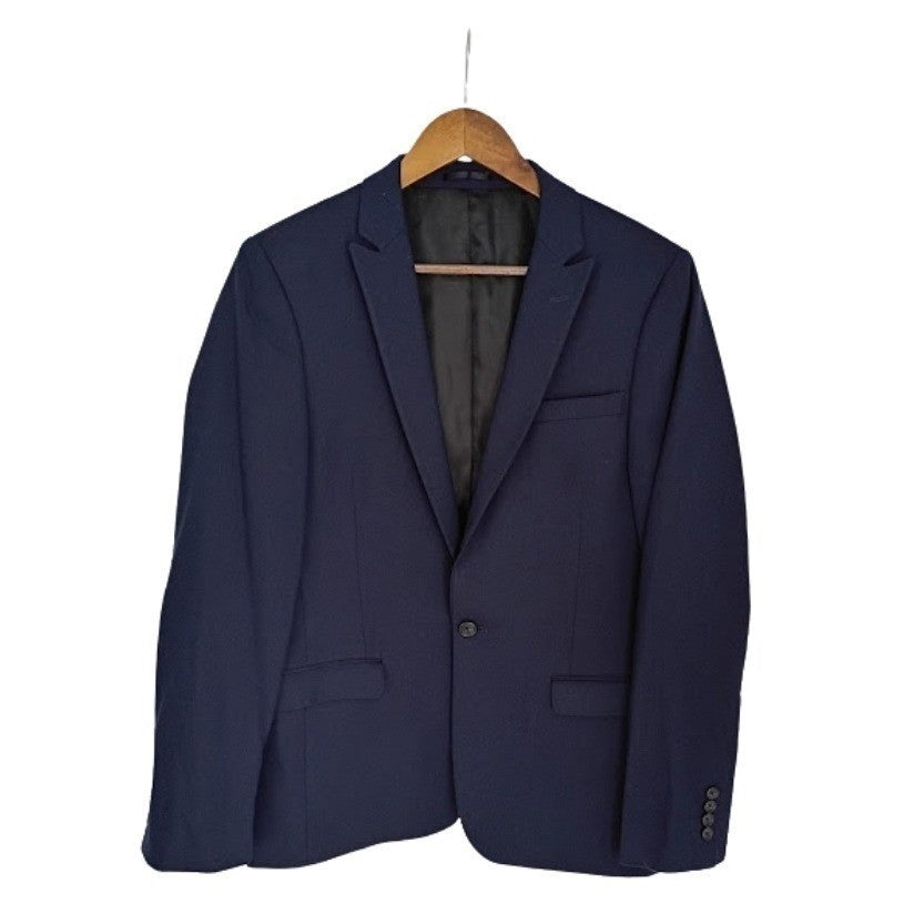 Slim Fit Wool Blend Blazer Navy Blue Men 40R Smart Tailored ASOS