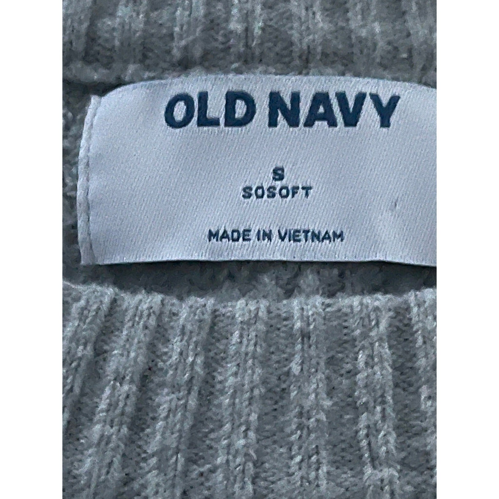 Old Navy Light Grey Cotton Heather Waffle Knit Crewneck Sweater Soft Size S/M