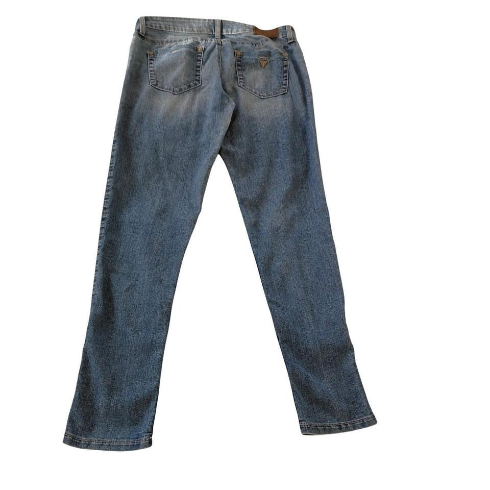 GUESS Power Ultra Skinny Jeans Women 29 Blue Wash Distressed Stretch Denim