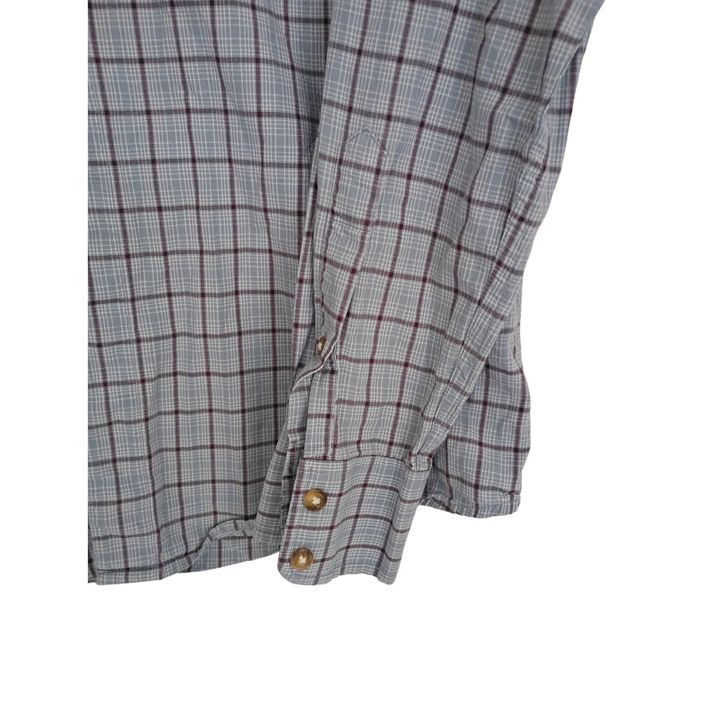 Plectrum by Renèe Cifelli Windowpane Check Shirt Blue Cotton Classic Casual S