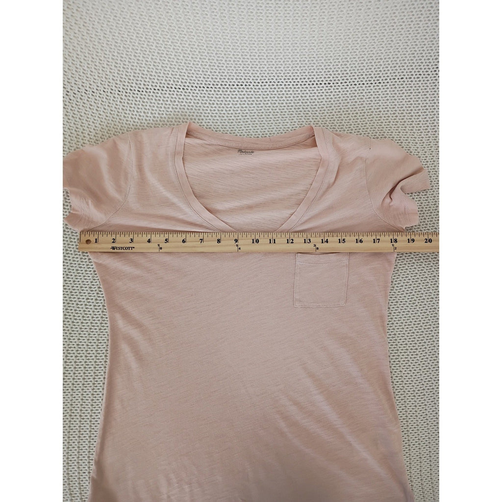 Madewell Coral Pink Slub 100% Cotton Pocket Tee Minimalist Coastal NWOT Small
