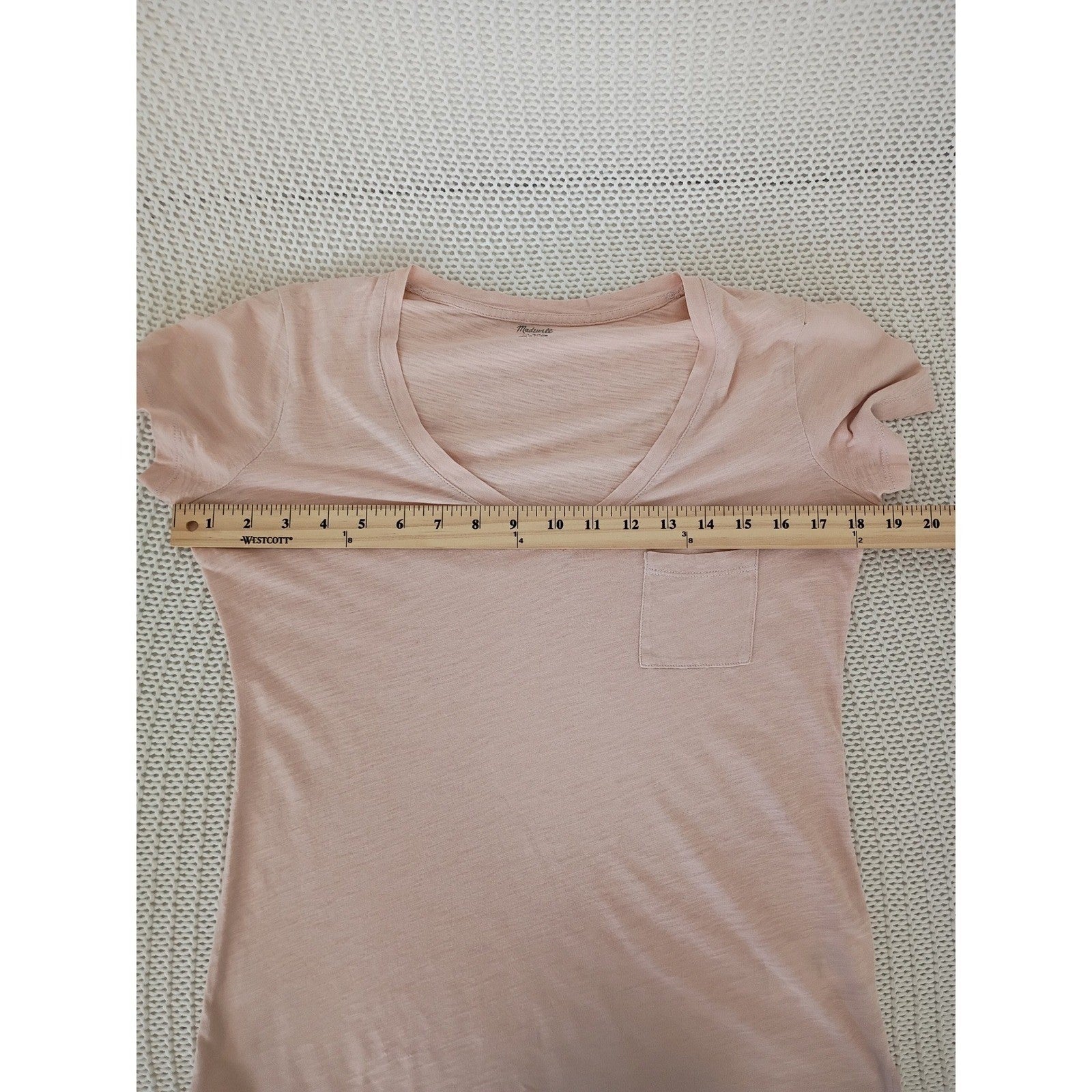 Madewell Coral Pink Slub 100% Cotton Pocket Tee Minimalist Coastal NWOT Small