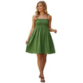Old Navy Green Smocked Linen Blend Square Neck Tie Shoulder Mini Dress Women L