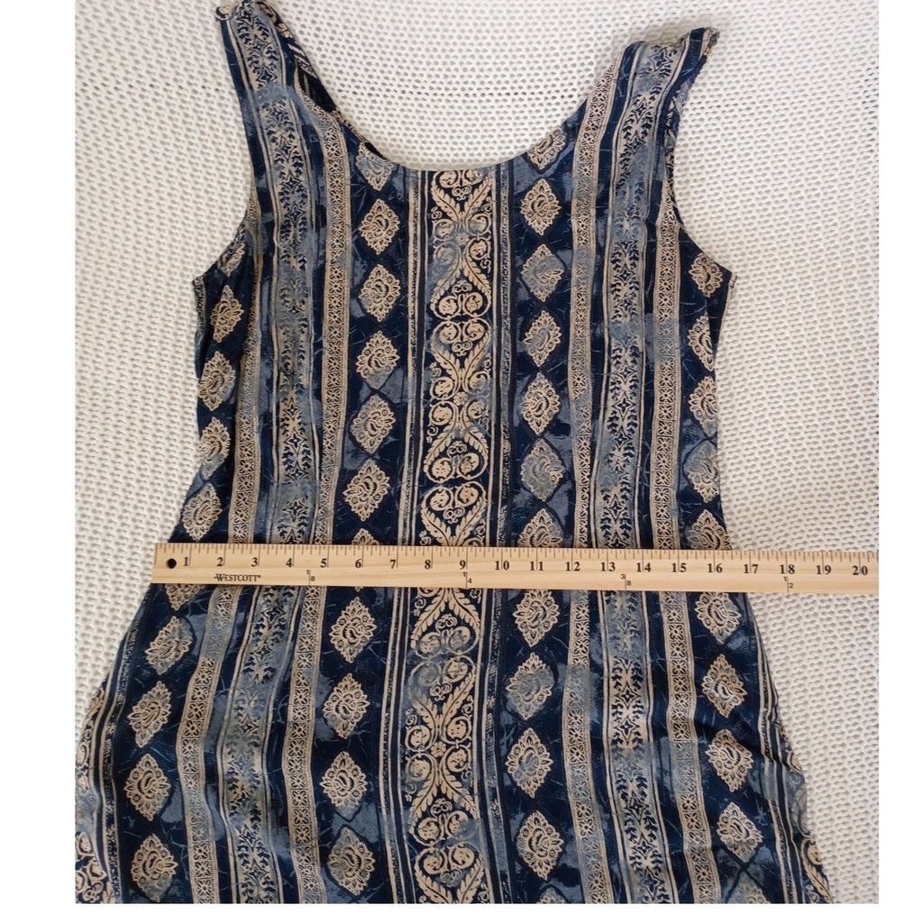 Marks & Spencer Vintage Maxi Dress Blue Paisley Boho Effortless Sleeveless M