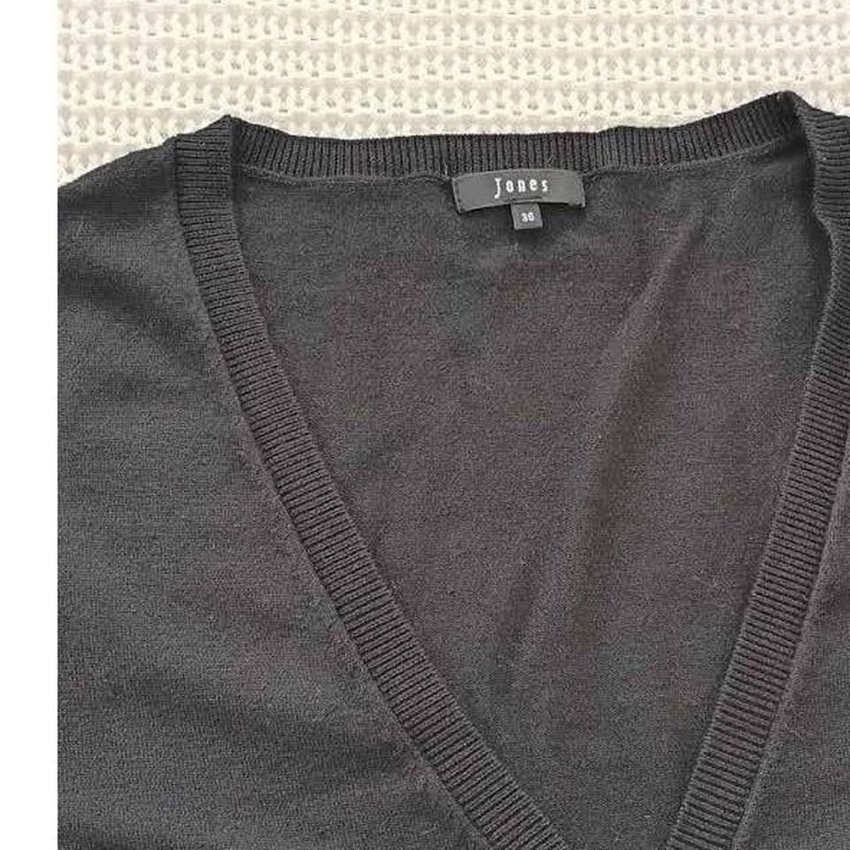 Jones New York Chic Black V-Neck Button Front Cardigan Sweater Pockets Size S
