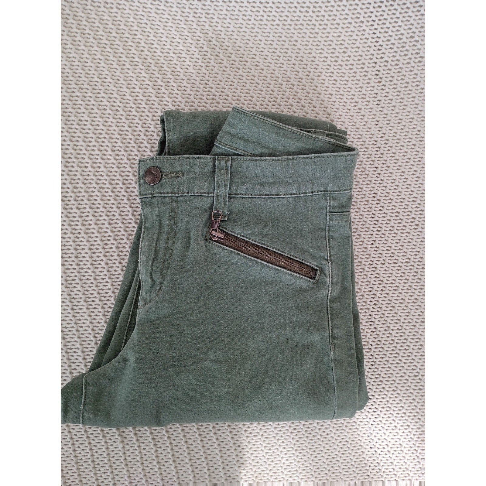 Joe's Jeans Rocker Skinny Olive Green Zipper Detail Stretch 28x31